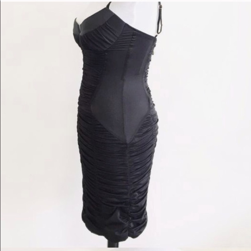 Bebe Corset Silk Dress Rouched Ruffle XS - Picture 2 of 5